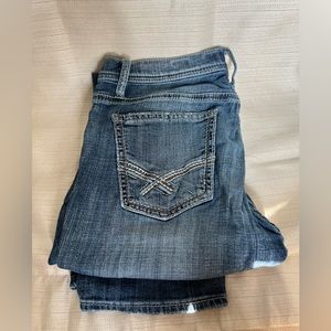 Buckle BKE Mason Taper Jeans Men’s 34R 34x32 Dark Wash Denim Distressed